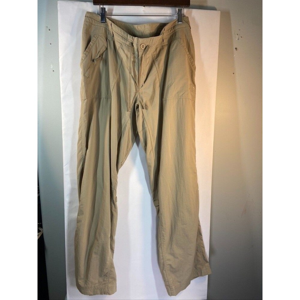 THE NORTH FACE WOMENS SZ 14 RIP STOP STRAIGHT LEG TAN HIKING PANTS 30 INSEAM